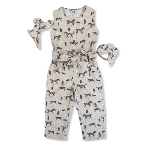 Spring on the Ranch Cotton Linen Romper/Matching Bow – Cowkid Clothing Company
