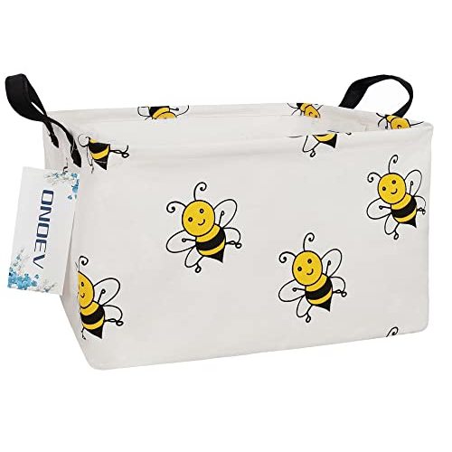Rectangular Bee Storage Basket,Collapsible Storage Bin for Nursery,Cute Bee Toy Storage Organizer for Kids,Waterproof Storage Basket for Home,Bedroom,Playroom,Closet,New Parent Gift(Bee)
