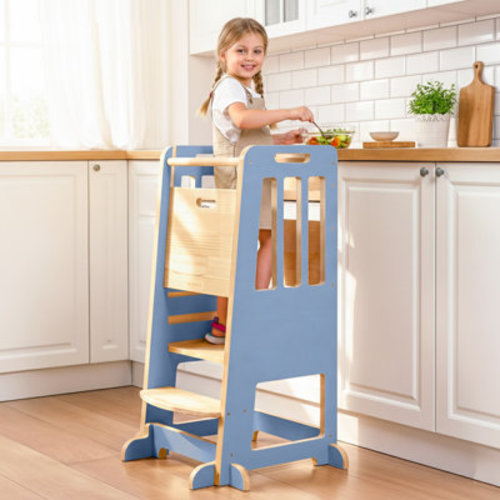 WINGYZ Toddler Tower Kitchen Stool Helper Adjustable Height Child Standing Learning Tower Wooden Kids Step Stools for Bathroom & Reviews | Wayfair