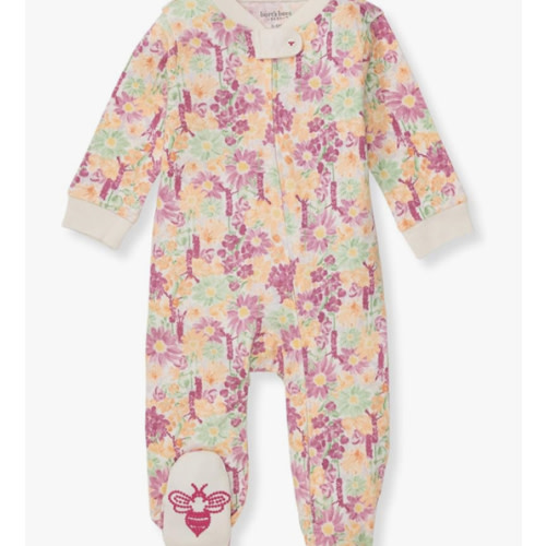 Burt's Bees Baby Baby Girls' 100% Organic Cotton Zip Front One-Piece Sleep & Play Loose Fit Pajamas