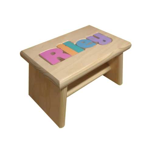 Puzzle Name Stool Personalized with Primary/Pastel Colors or Custom Colors