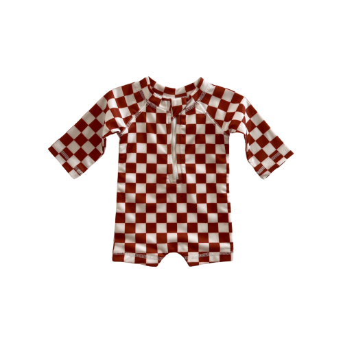 Stracciatella Checkerboard / Sonny Rashguard Swimsuit / UPF 50+