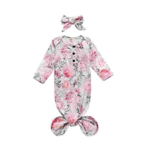 jaweiw Newborn Baby Long Sleeve Knotted Gown Nightgown Sleepsacks Sleeping Bags New Coming Home Outfit