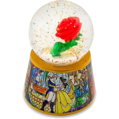 Disney Beauty and The Beast Mini Light-Up Adult Snow Globe with Glitter | 3 Inches Tall