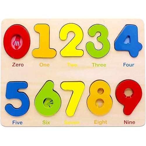 Aile Wooden Preschool Learning Number Puzzles Toys for Kids Age 2-4， Educational Toys