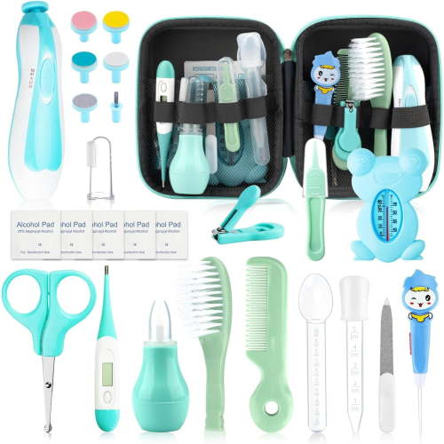 Baby Healthcare and Grooming Kit, Portable Baby Safety Care Set, Baby Essentials kit for Newborn (Green 26 in 1)
