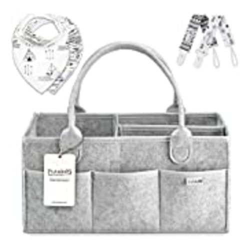 PUTSKA Baby Diaper Caddy Organizer Nursery Basket - A Baby Basket Gift Registry For Baby Shower List. This Is A Baby Must Haves Essentials. Neutral Baby Stuff For Newborn Boy Nursery Decor Or Girl - A Diaper Caddy Alone