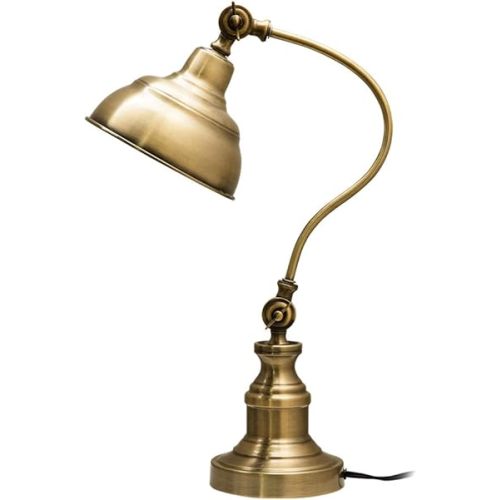 Brass Desk Lamp, Adjustable Table Lamp, Vintage Task Lamp with Rotary Shade Adjustable Height, Rechargeable Lamps for CoffeeTable Restaurant Bedroom Dinner Lighting