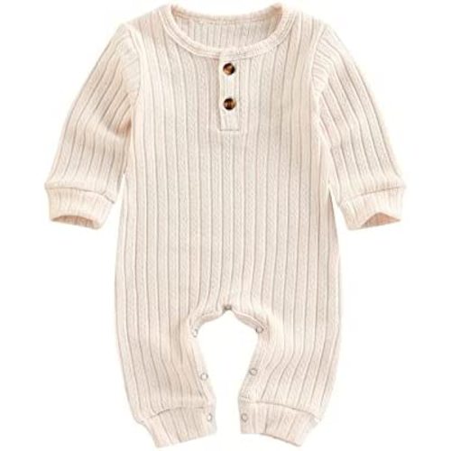 Ynibbim Winter Newborn Baby Boy Girl Solid Romper Unisex Infants Hooded Outfit Clothes Waffle Cotton Button Jumpsuits