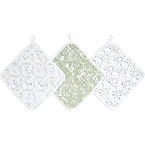 aden + anais Essentials Classic Washcloth Set, Super Soft 100% Cotton Muslin, 3-Pack, Harmony