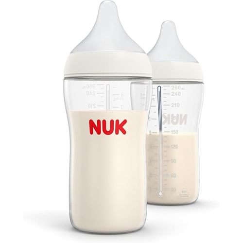 NUK Perfect Match Medium Flow Breast-Like, Anti-Colic Bottle, 8oz., 2 Pack, BPA Free