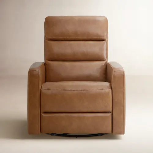 Joss & Main Mila 33" Genuine Leather Swivel Recliner