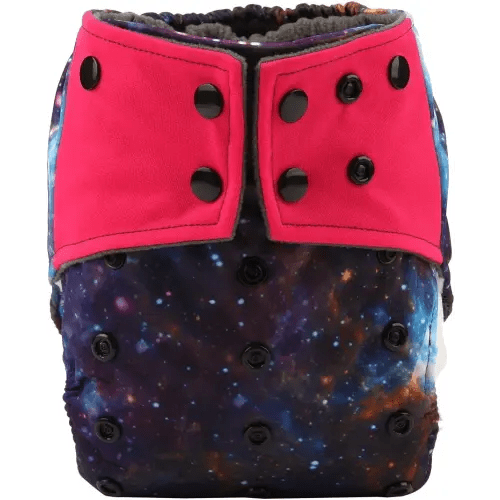Baby AIll in One Night AIO Cloth Diaper Nappy Sewn in 5 Layer Insert Reusable Washable for Girls (Galaxy)