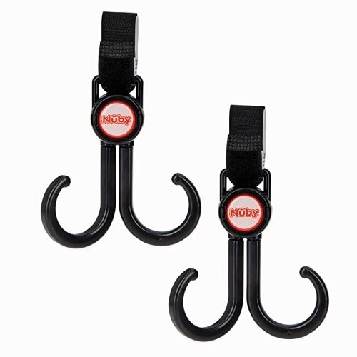 Nuby Double Stroller Hook, Adjustable Hook, Black or Grey - 25014CS12
