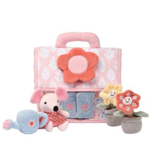 Lambs & Ivy Floral Cottage Interactive Plush Play Set - Pink, Animals, Garden
