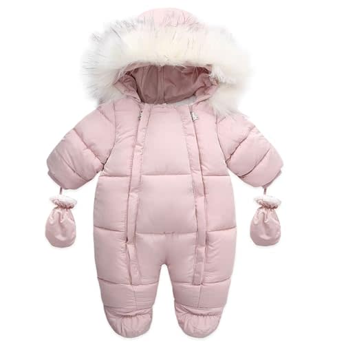 Baby Girl Boy Snowsuit Cute Down Jacket Hooded Romper Light Puffer Padded Jumpsuit Infant Winter Outwear