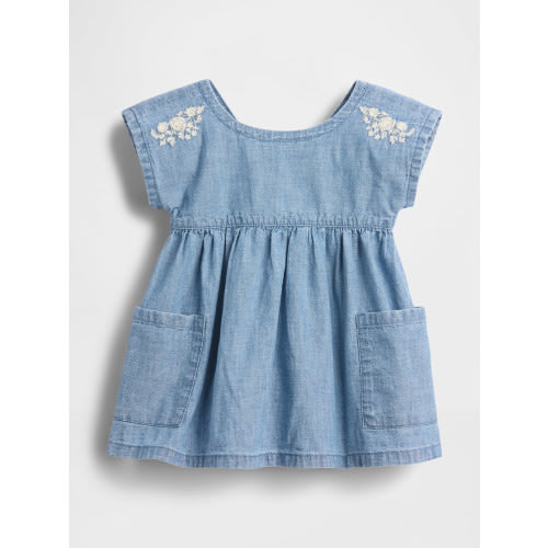 Baby Embroidered Denim Pocket Dress