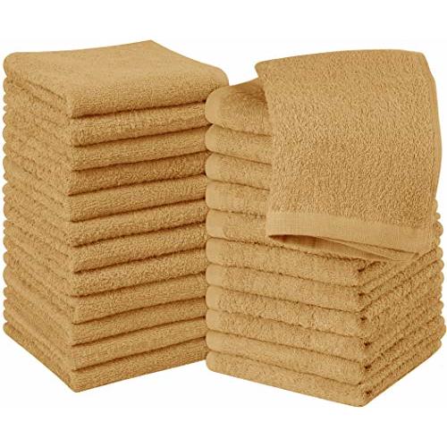 Utopia Towels 24 Pack Cotton Washcloths Set - 100% Ring Spun Cotton, Premium Quality Flannel Face Cloths, Highly Absorbent and Soft Feel Fingertip Towels (Beige)