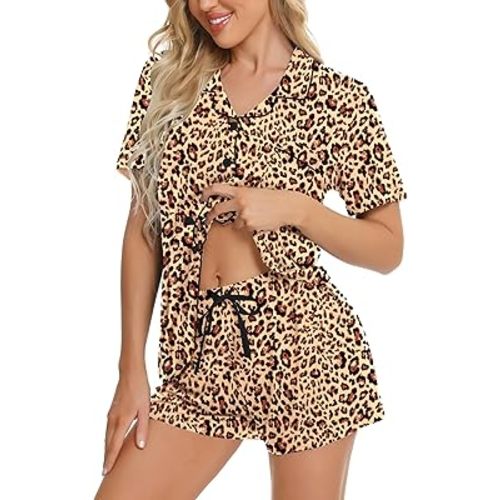 SWOMOG Womens Button Down Pajamas Set Short Sleeve Sleepwear Bride Soft Pj Lounge Sets XS-3XL