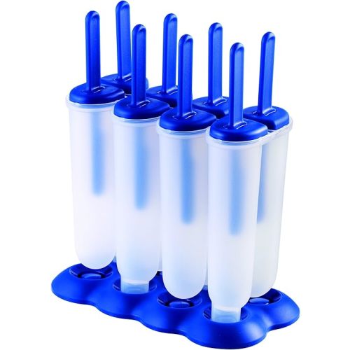 Tovolo Popsicle Molds with Sticks (4-Pack, Twin Pops) - Reusable Ice Pop Molds & Sticks for Homemade Flavored Ice Pops & Frozen Snacks - Popsicle Maker with Stand, Dishwasher Safe & BPA-Free - Blue