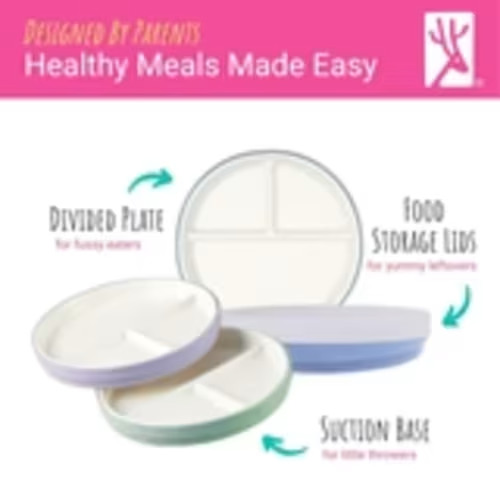 7.8"/20cm Porcelain Divided Plates Suction Sleeve + Lids