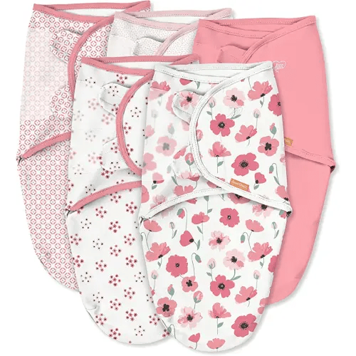 SwaddleMe Original Swaddle – Size Small/Medium, 0-3 Months, 5-Pack (Pretty Poppy )