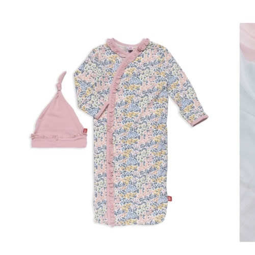 chelsea modal magnetic cozy sleeper gown + hat set with ruffles