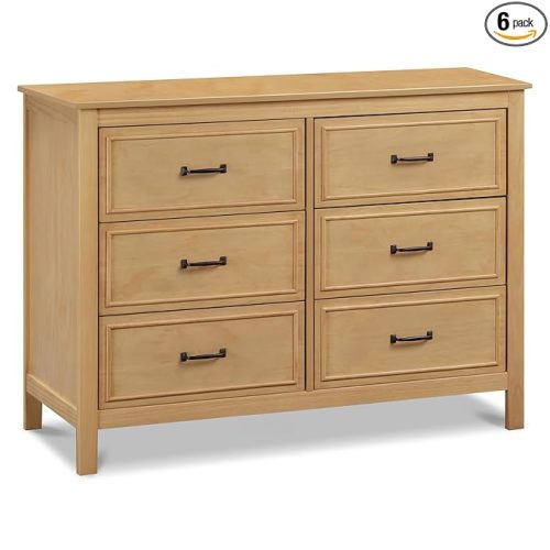 Davinci Charlie 6-Drawer Baby Dresser - Wooden Double Chest of Drawers for Kids, Boys and Girls - Multi-Purpose Storage Dresser for Bedroom, Nursery, Living Room & Hallway, Easy to Assemble - Honey