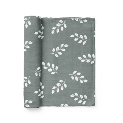 Swaddle Leaves Stormy Blue