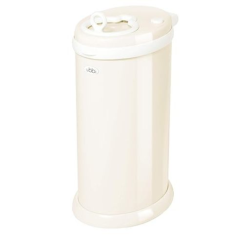 Ubbi Steel Diaper Pail, Odor Locking, No Special Bag Required, Award-Winning, Registry Must-Have, Ivory