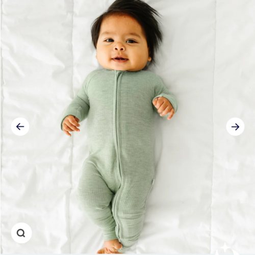 Heather Sage Ribbed Zippy - Little Sleepies
