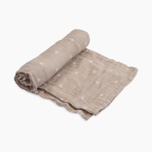 Little Unicorn Cotton Muslin Swaddle Blanket - Taupe Cross