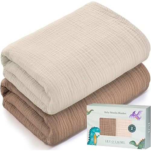 Muslin Swaddle Baby Blanket for Boys and Girls, 100% Cotton, Swaddles for Newborns, 47"x47", Soft Breathable Skin Friendly Warm – Pack of 2