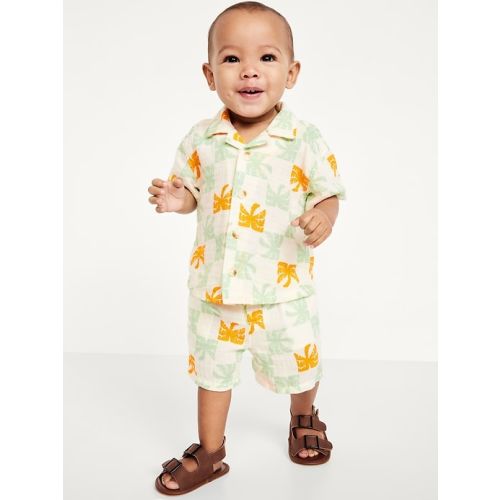 Printed Double-Weave Shirt and Shorts Set for Baby
