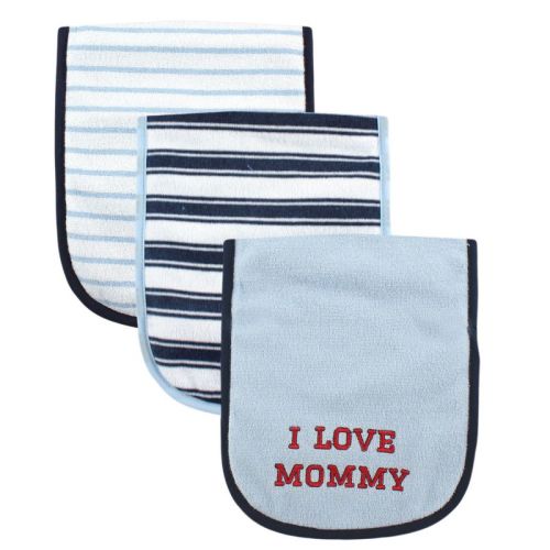 Luvable Friends Baby Boy Cotton Burp Cloths With Fiber Filling 3pk, Boy Mommy, One Size