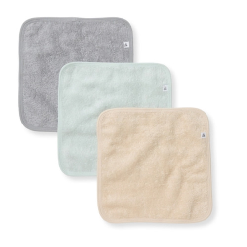 Organic Cotton Woven Terry Solid Washcloths 3 Pack Oat