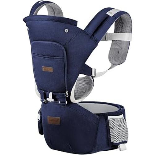 Baby Carrier Newborn to Toddler with Hip Seat 6-in-1 Ergonomic All Positions Infant Carrier Soft Baby Holder Carrier with Hood for All Seasons