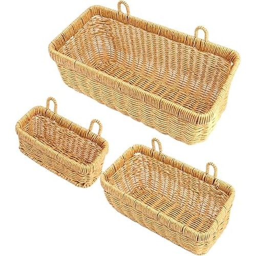 AceList Wall Hanging Basket, Boho Style Hand-Woven Hanging Storage Baskets - Set of 3, Ideal for Boho Room Decor, Kitchen, Garden, and Living Room