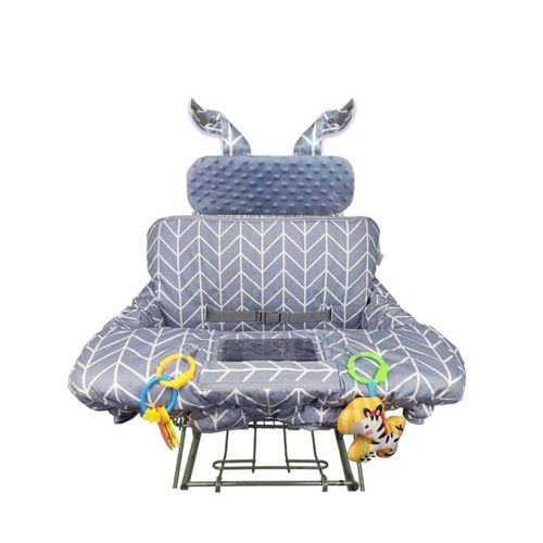 ICOPUCA Shopping Cart Cover for Baby, 2 in 1 cart Cover for Babies N high Chair Cover, Padded Grocery cart seat Cover for Baby Girl boy, with Extra Detachable Cushion, Grey; - Grey with detachable cushion