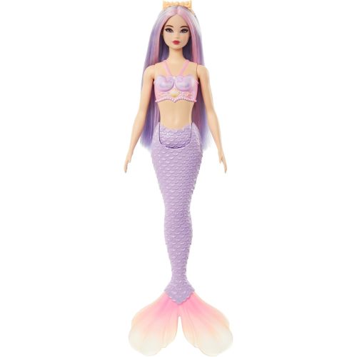 Barbie Mermaid Doll with Pink & Lilac Fantasy Hair & Headband Accessory, Toy with Shell-Inspired Bodice & Lavender Tail
