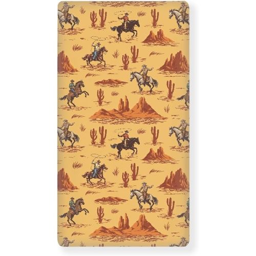 Brave Cowboys Fitted Crib Sheet Western Style Baby Crib Sheet Fit Standard Crib and Toddler Mattress,Crib Mattress Sheets for Boys Girls 28"x52"