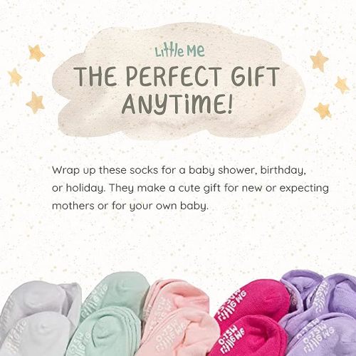 Little Me 20-Pack Newborn Baby Infant & Toddler Unisex Socks, For Baby Girl or Boy, 0-12 & 12-24 Months, Assorted Size Pack - White, Mint, Pink, Purple
