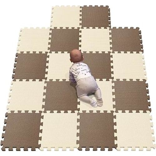 YIMINYUER® 18 Tiles (30cm×30cm×1cm Each Tile) Baby Soft Puzzle Play Mats, Kids Thick EVA Foam Floor, Toddlers & Children's Soft Interlocking Mat R06R10G301018