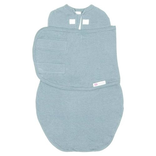 embé 2-Way Starter Baby Swaddle, Newborn Swaddle Sack, Zip, Hook & Loop Baby Wrap, Hip Healthy, Infant, 6-14 lbs, 0-3 Months - Sea