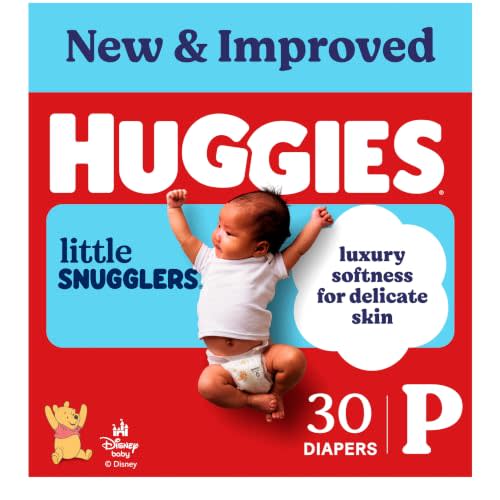 Huggies Little Snugglers Diapers Size Preemie, 30 Count | Luxury Softness, GentleAbsorb Liner, Gentle Skin Protection, Hypoallergenic, Fragrance Free, No Parabens