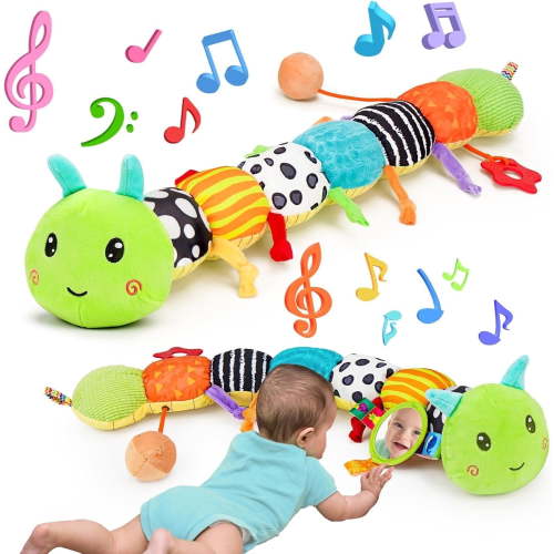 Baby Toys 0-3-6-12 Months, New Born Baby Boy Girl Gifts, Tummy Time Toys with Baby Mirror Teething Rattles Crinkle Music Sensory Toys for Newborn Babies Essentials 0 3 6 9 12 Month
