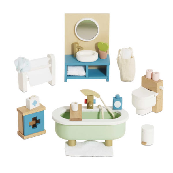 Wooden Dolls house Bathroom Furniture