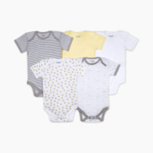 Burt's Bees Baby Organic Short Sleeve Bodysuit (5 Pack) - Sunshine, 0-3 Months