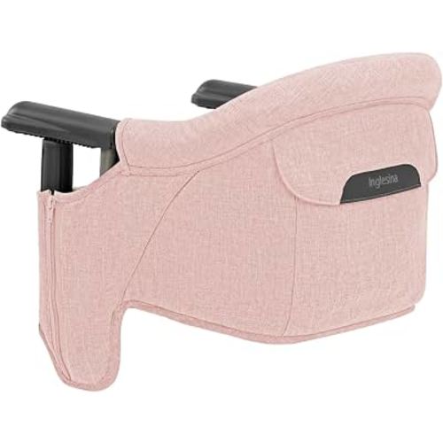 Inglesina Fast Table Chair, Powder Pink - Portable Baby High Chair - for Babies & Toddlers up to 37 lbs - Collapsible - Fits Tables 0.8'' to 3.5'' Thick - Compact & Easy to Use - Travel Bag Included