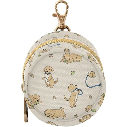 Golden Retriever Dogs Beige Pattern Pacifier Holder Case with Metal Clip Portable Pacifiers Holder for Baby